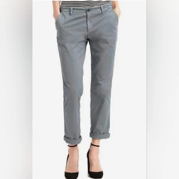 NWOT Gap Girlfriend Twill Stripe Chinos - Gray - Size 6 - Picture 1 of 4